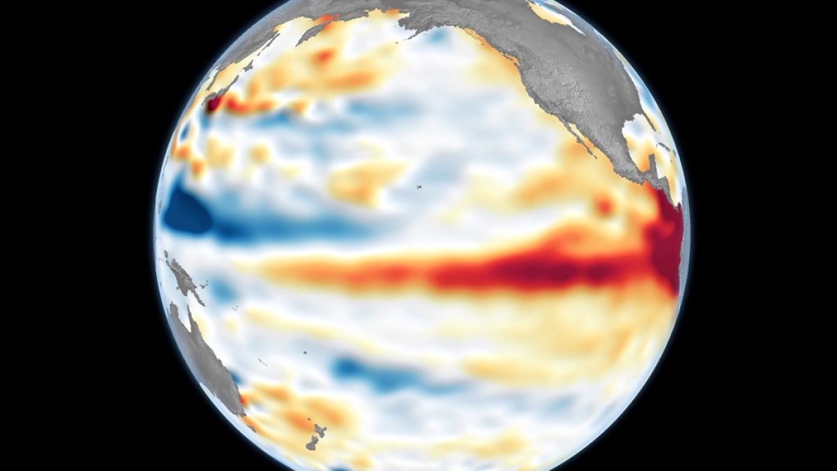 Satélite da Nasa mostra El Niño se intensificando no Oceano Pacífico
