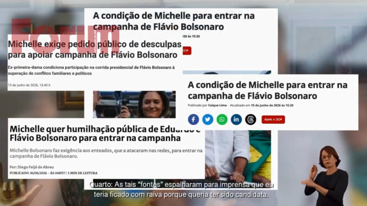 Michelle usou reportagem da Fórum em vídeo que implode Flávio Bolsonaro