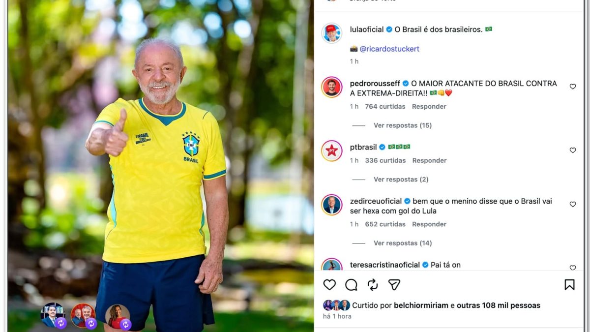 Lula veste camisa da seleção após vitória do Brasil no vôlei e reforça discurso de soberania