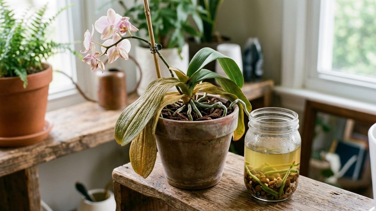 Duas colheres de sopa desse grão embebido podem ajudar a orquídea a reagir quando as folhas começam a murchar