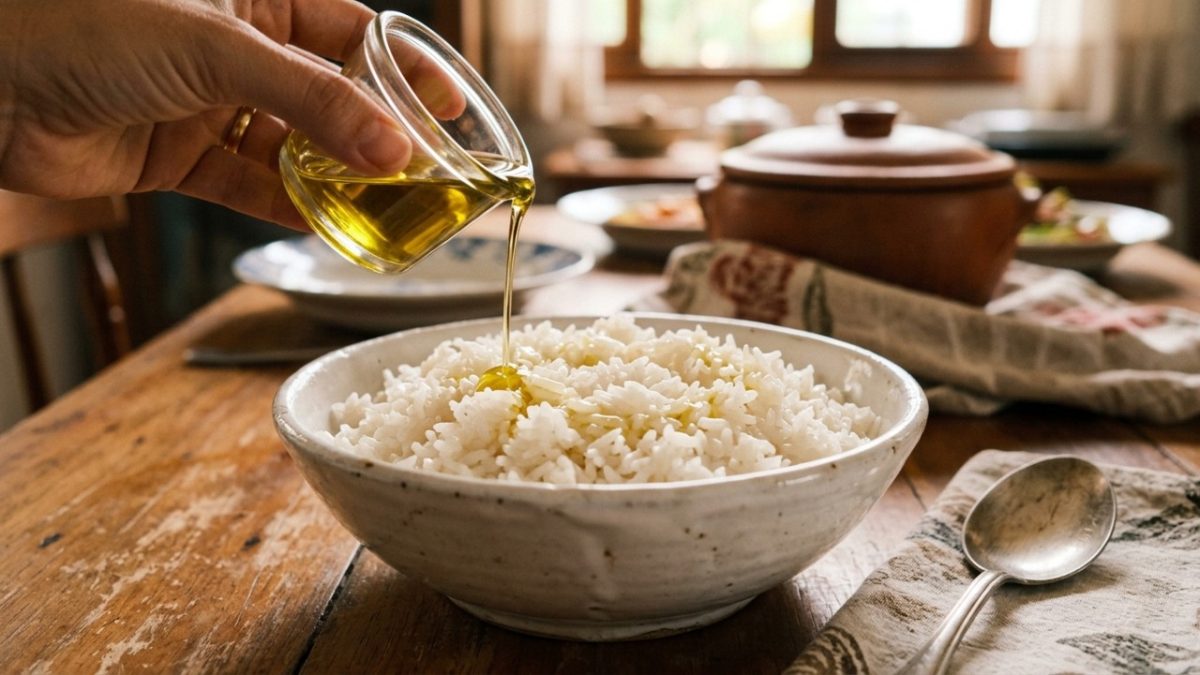 Os portugueses concordam: “Para deixar o arroz mais soltinho e saboroso, o segredo é adicionar um fio de azeite durante o cozimento.”