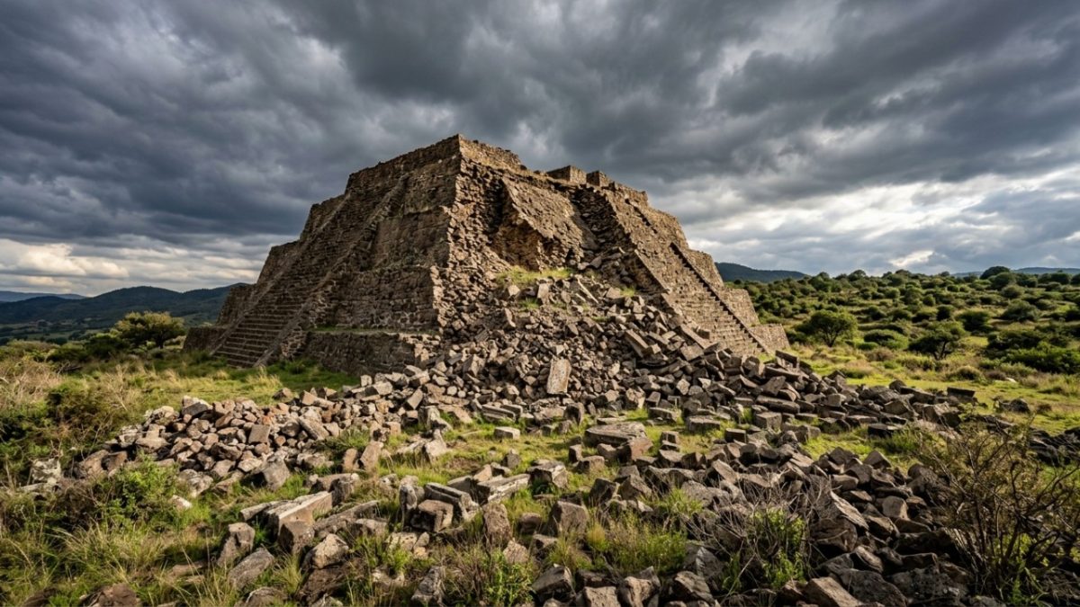 Uma antiga pirâmide mexicana desabou e virou escombros, despertando presságios assustadores e uma corrida arqueológica em meio à poeira