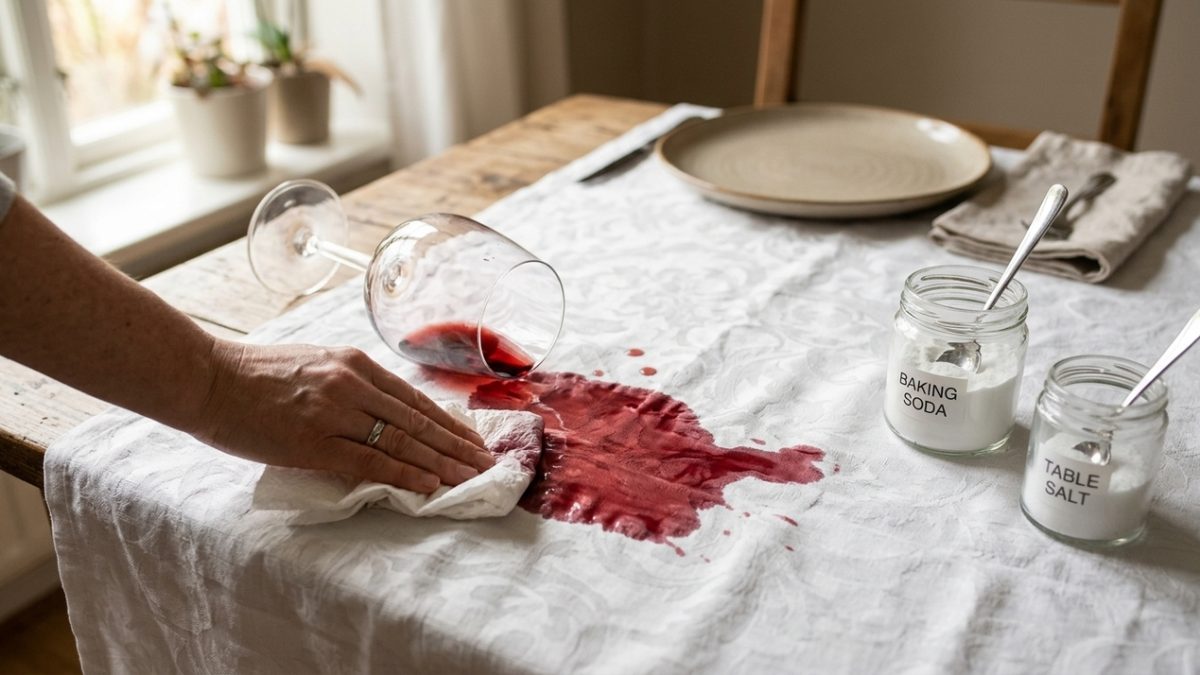 Sal e bicarbonato ajudam a remover manchas de vinho tinto de roupas