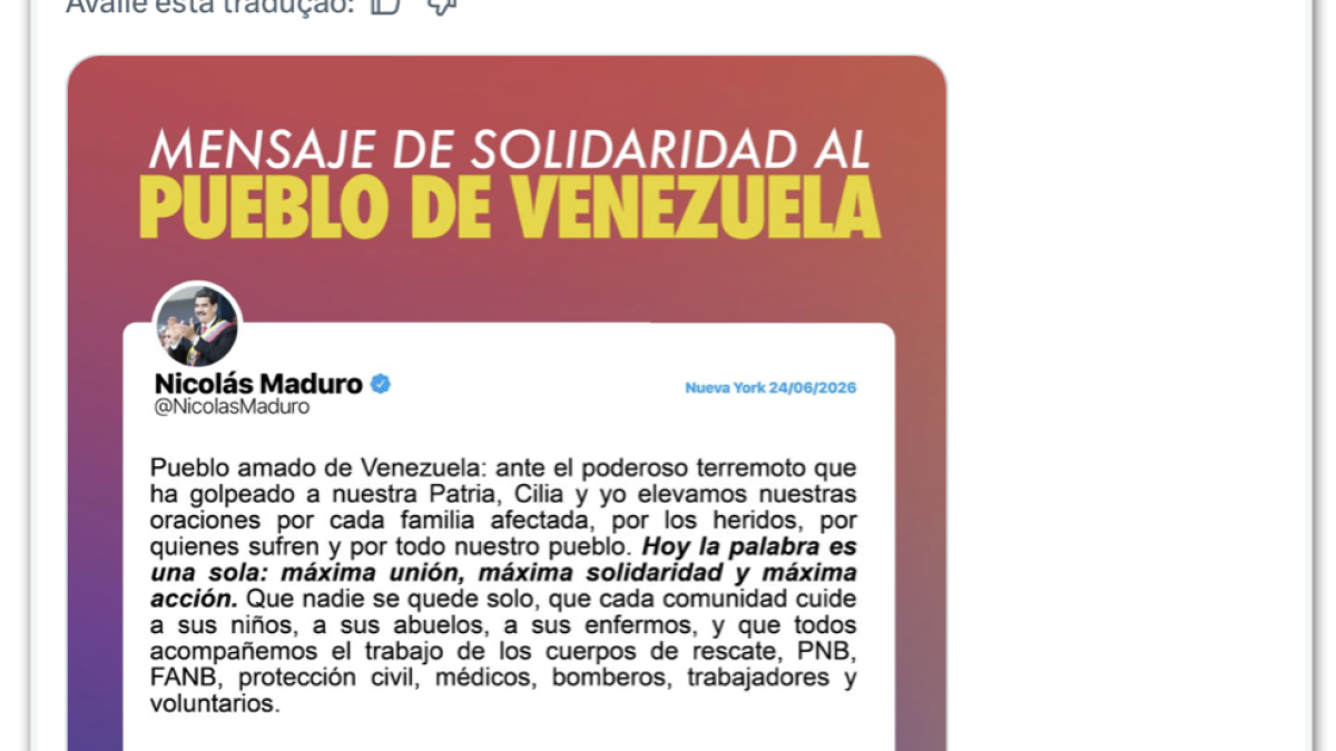 Detido nos EUA, Maduro pede união após terremotos na Venezuela