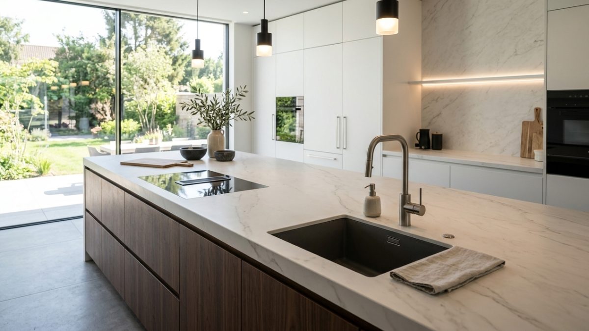 Porcelanato substitui azulejo em bancadas de cozinha