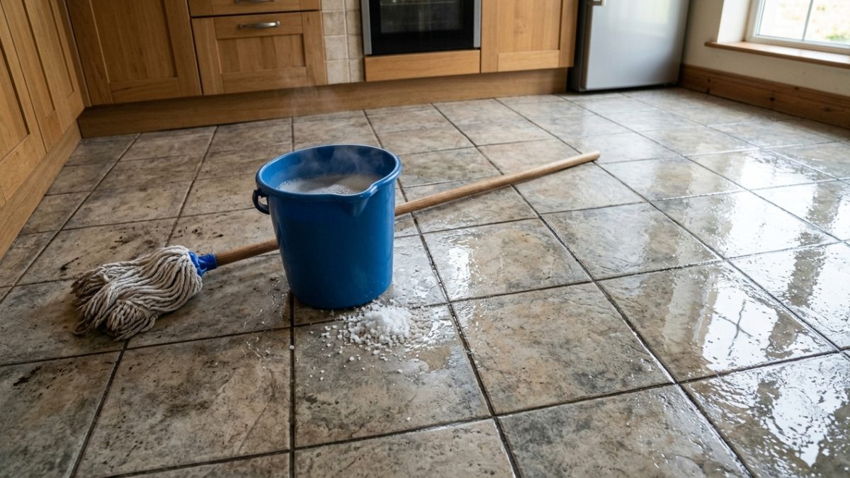 O truque de usar sal na água para limpar o chão