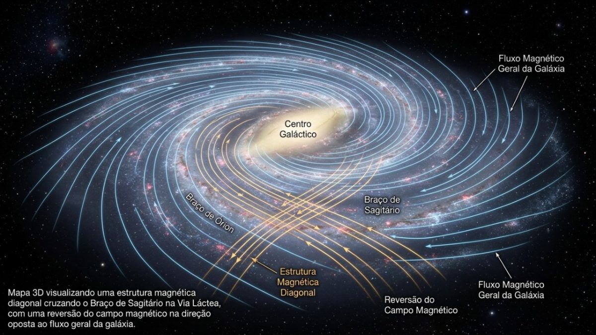 Astrônomos canadenses descobrem inversão magnética diagonal no braço de Sagitário da Via Láctea