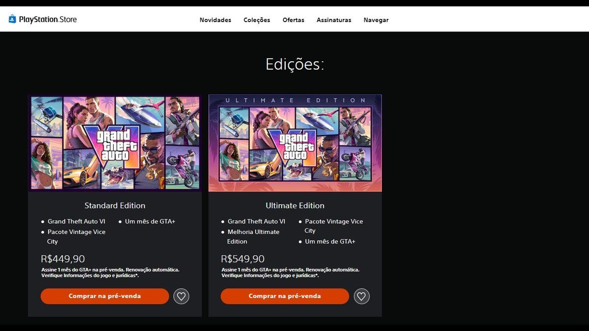 Rockstar Games inicia venda do GTA 6; confira os preços e quando o jogo será liberado