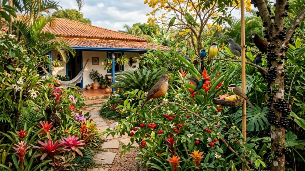 Canto de pássaros no jardim indica ambiente saudável e equilibrado