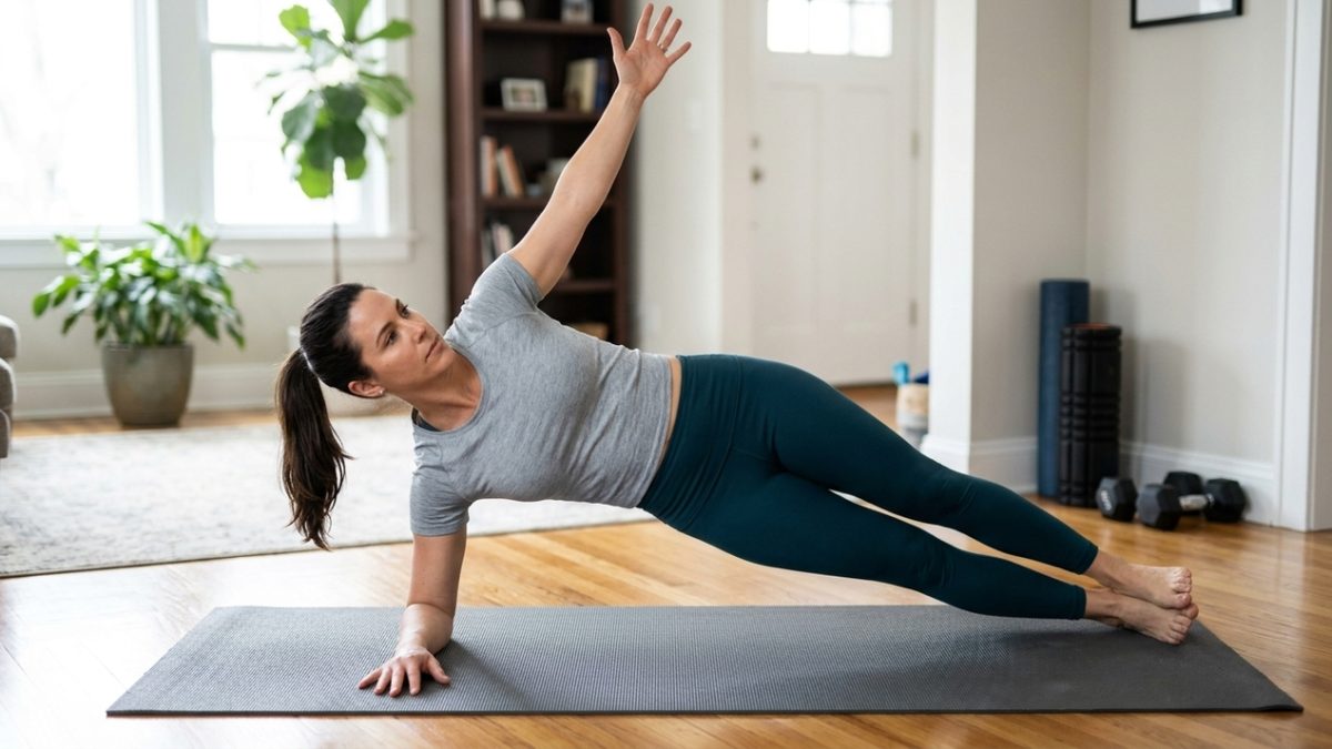 O melhor exercício para fortalecer a lombar é a prancha lateral, com uma frequência de 3 a 4 vezes por semana
