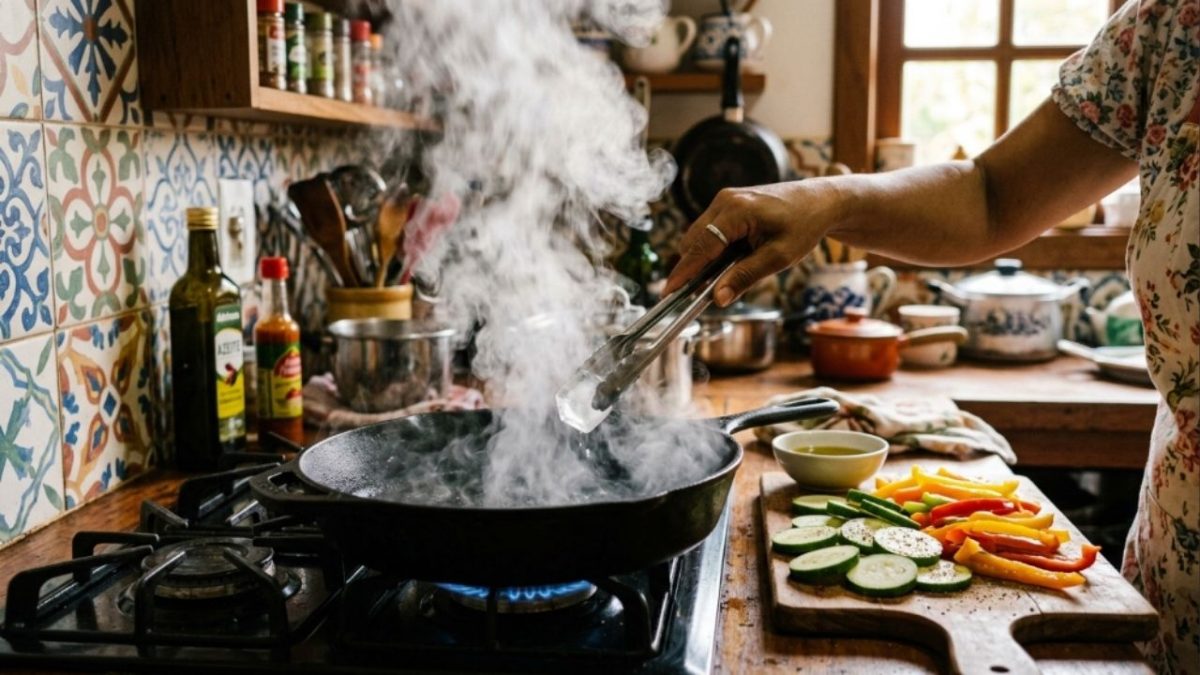 Cubo de gelo na frigideira quente: o truque para legumes grelhados perfeitos
