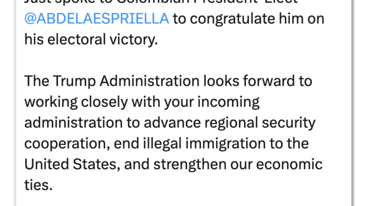 Trump reconhece vitória de De la Espriella na Colômbia