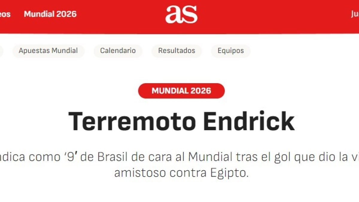 Jornal espanhol As sugere Endrick como novo camisa 9 do Brasil após gol contra o Egito