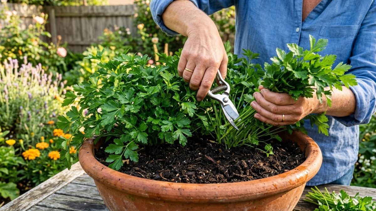 Como cultivar salsinha vigorosa no quintal com rega e colheita corretas