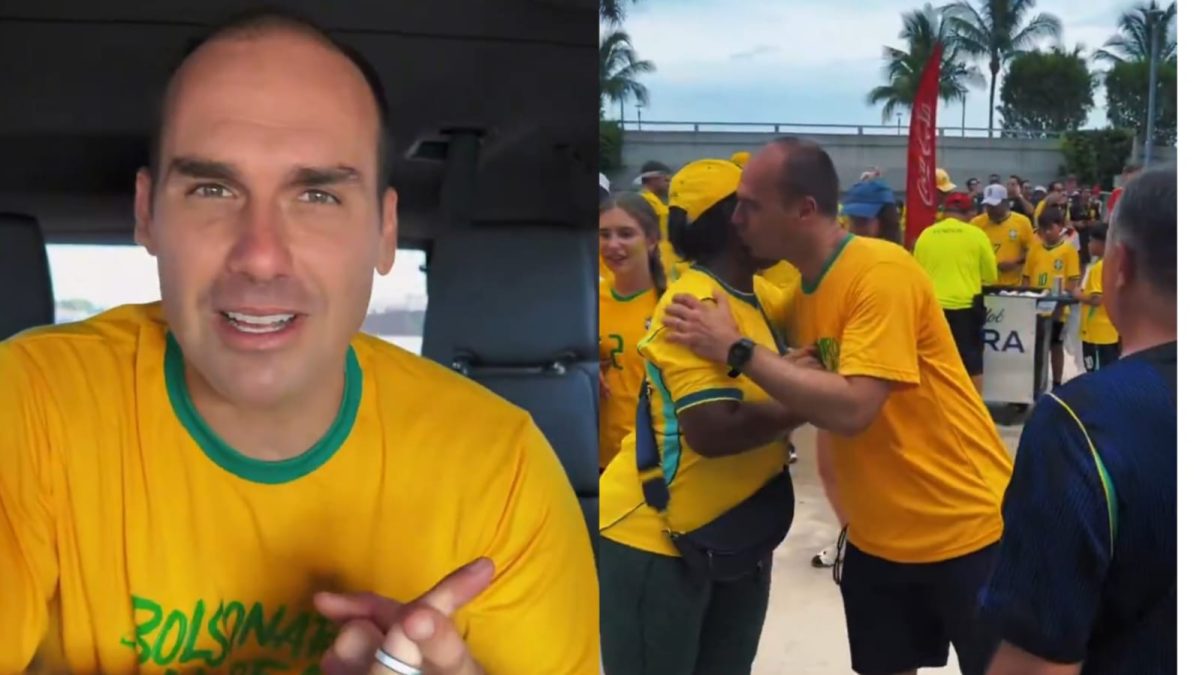 Psicótico, Eduardo Bolsonaro faz VÍDEO no jogo do Brasil e pergunta: “E o filho do Lula?”